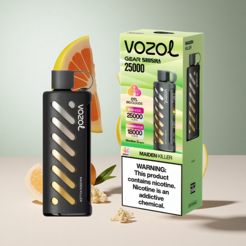 30 Sabores Deliciosos VOZOL Gear Shisha 25000 Puffs Maiden Killer com 1000mAh e 5mg/ml de Nicotina