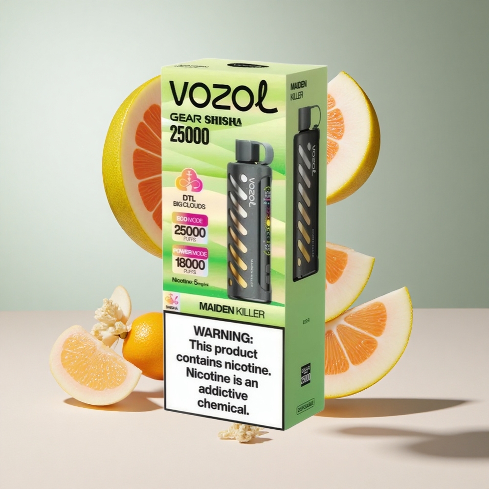 30 Sabores Deliciosos VOZOL Gear Shisha 25000 Puffs Maiden Killer com 1000mAh e 5mg/ml de Nicotina