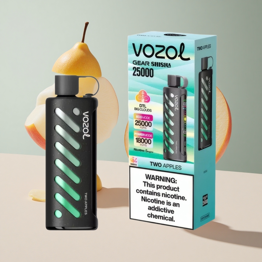 Duas Maçãs VOZOL Gear Shisha 25000 Puffs Bateria 1000mAh 5mg/ml Nicotina