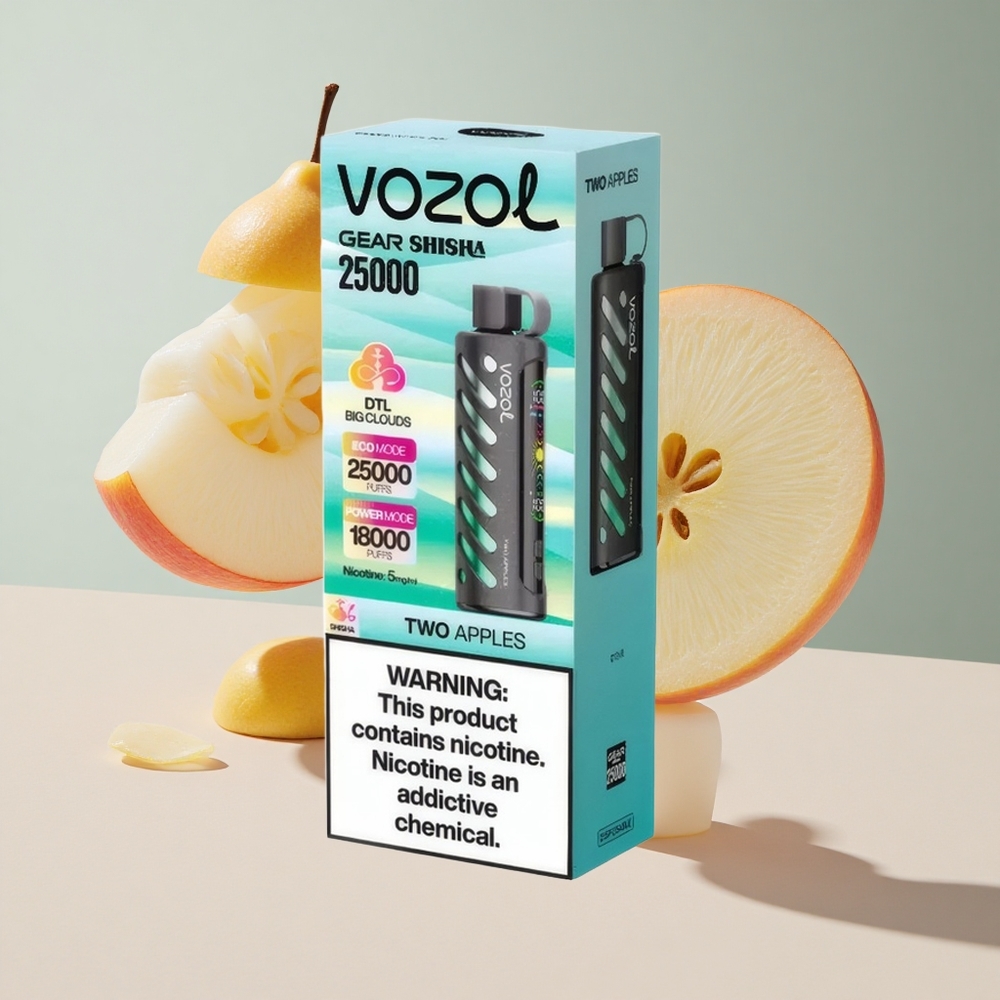 Duas Maçãs VOZOL Gear Shisha 25000 Puffs Bateria 1000mAh 5mg/ml Nicotina