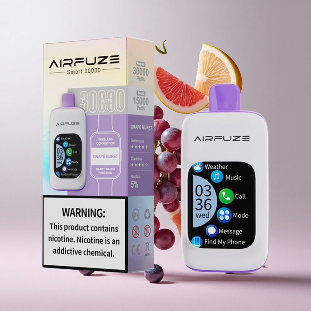 Explosão de Uva AirFuze Smart 30000 Puffs Vape Descartável Tela TFT 201\ Bateria 900mAh