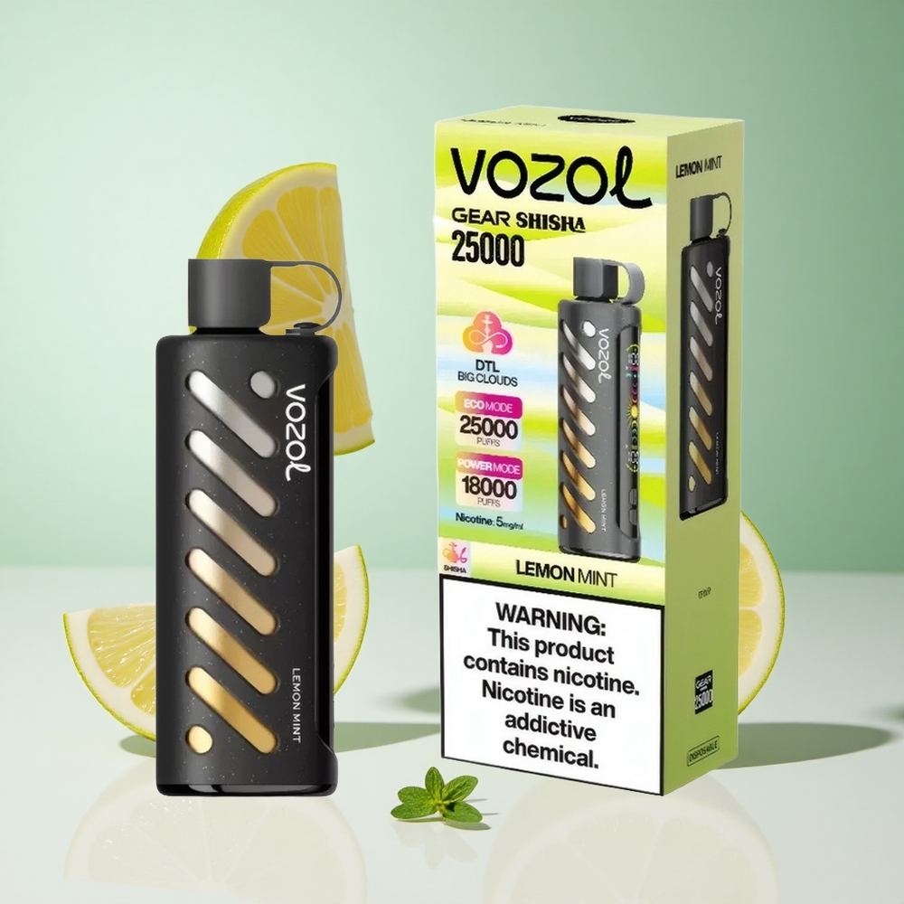 Limão Hortelã VOZOL Gear Shisha 25000 Puffs com 30 Sabores Deliciosos e Bateria de 1000mAh