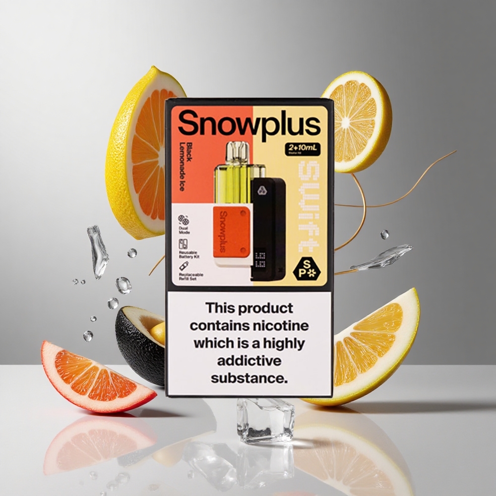 Limão Preto Gelo Snowplus Swift 5000 Puffs Kit Pré-preenchido Bateria 1000 mAh Atomizador Dual Mesh