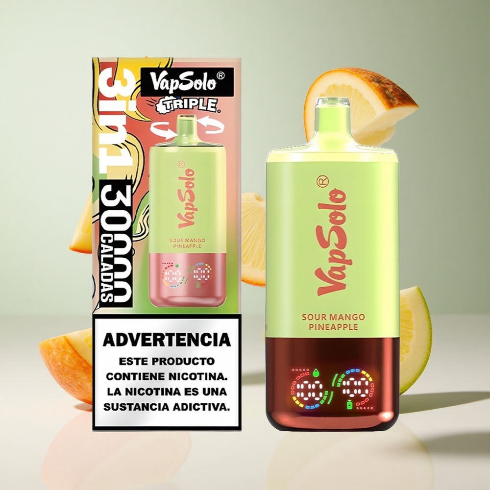 Manga Azedo Abacaxi VapSolo Triple 30000 Puffs 40ml 20/50mg/ml Nicotina
