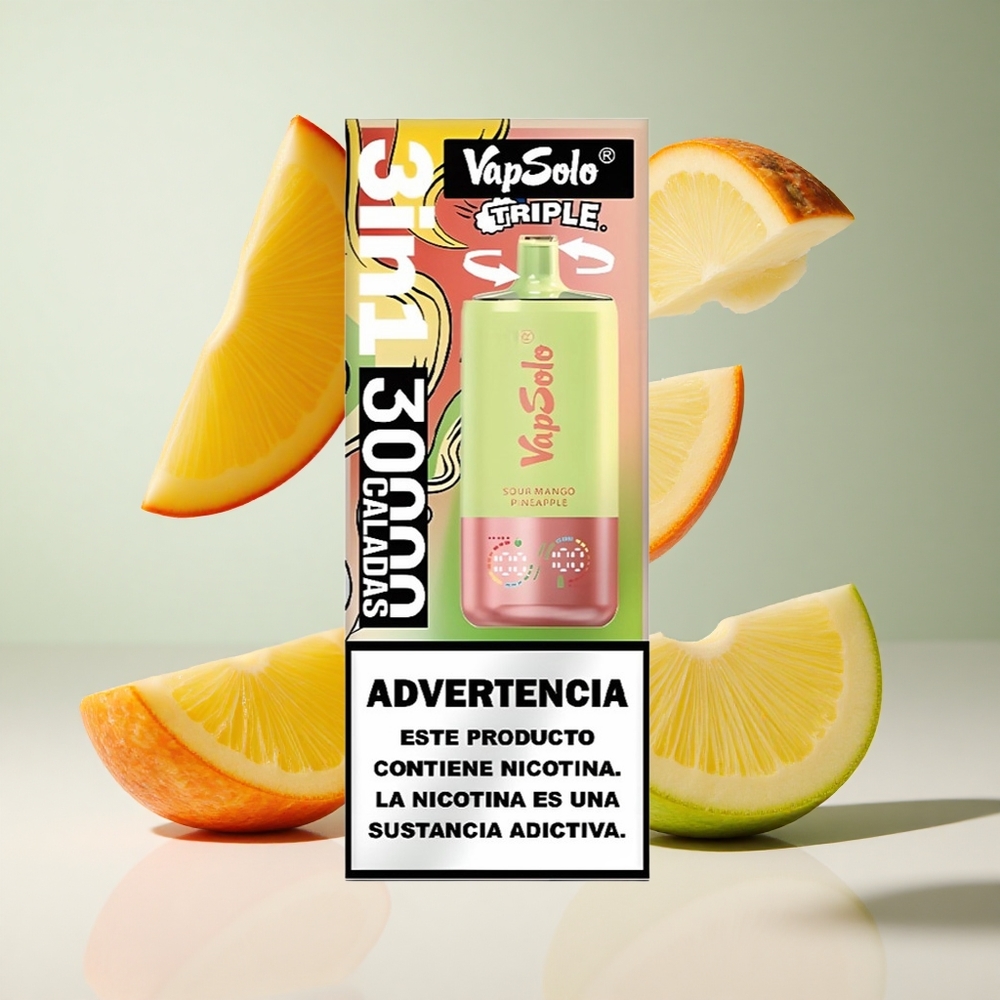 Manga Azedo Abacaxi VapSolo Triple 30000 Puffs 40ml 20/50mg/ml Nicotina
