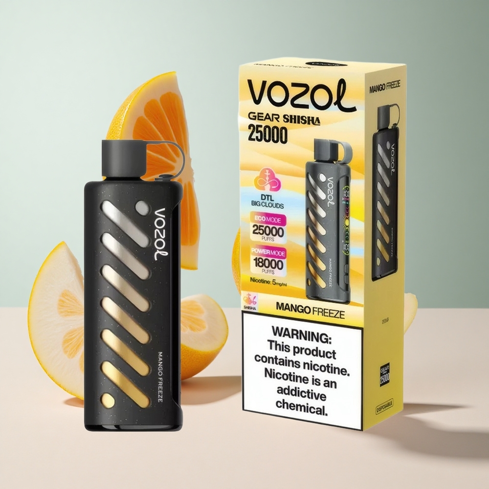 Manga Congelada VOZOL Gear Shisha 25000 Puffs com 30 Sabores Deliciosos e Bateria de 1000mAh