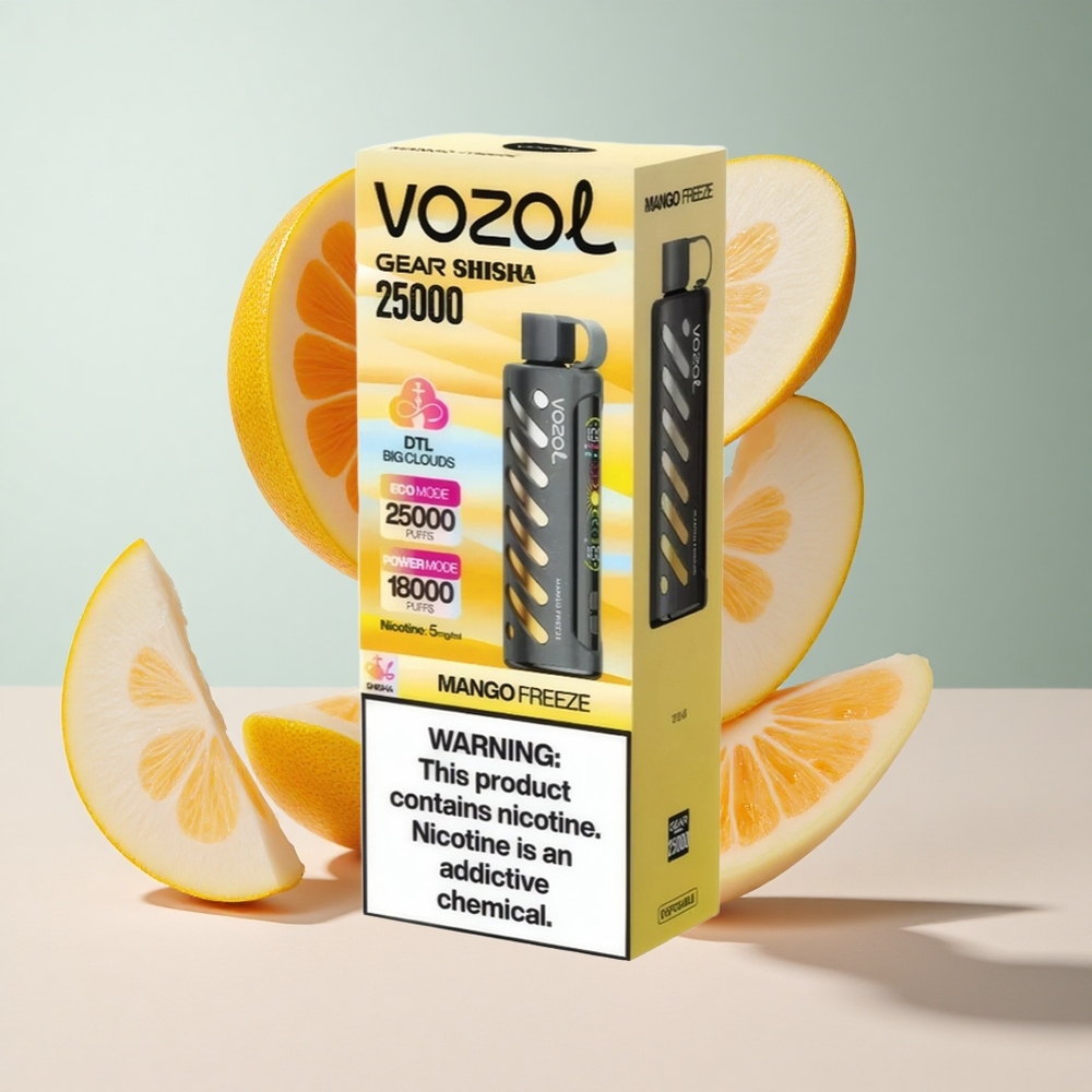 Manga Congelada VOZOL Gear Shisha 25000 Puffs com 30 Sabores Deliciosos e Bateria de 1000mAh