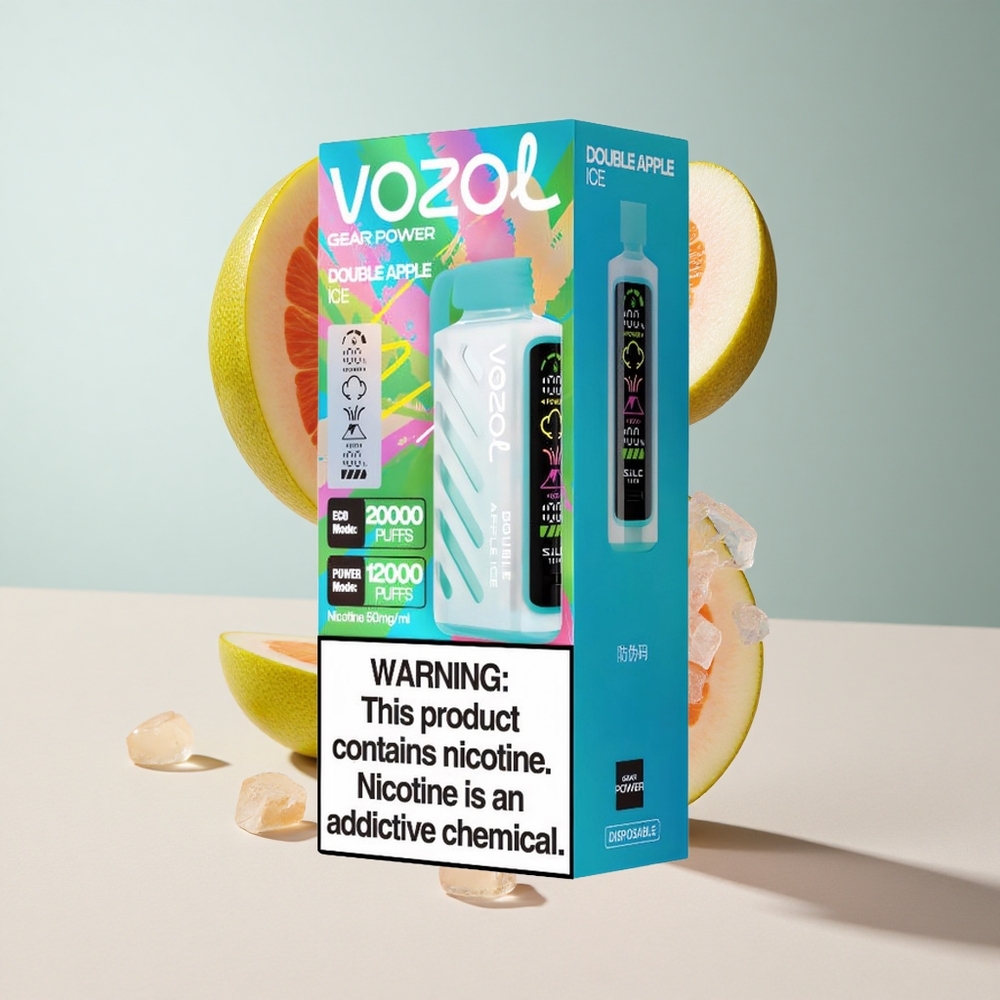 Maçã Dupla Gelado VOZOL Gear Power 20000 Puffs Display Tela Inteira Capacidade 20mL