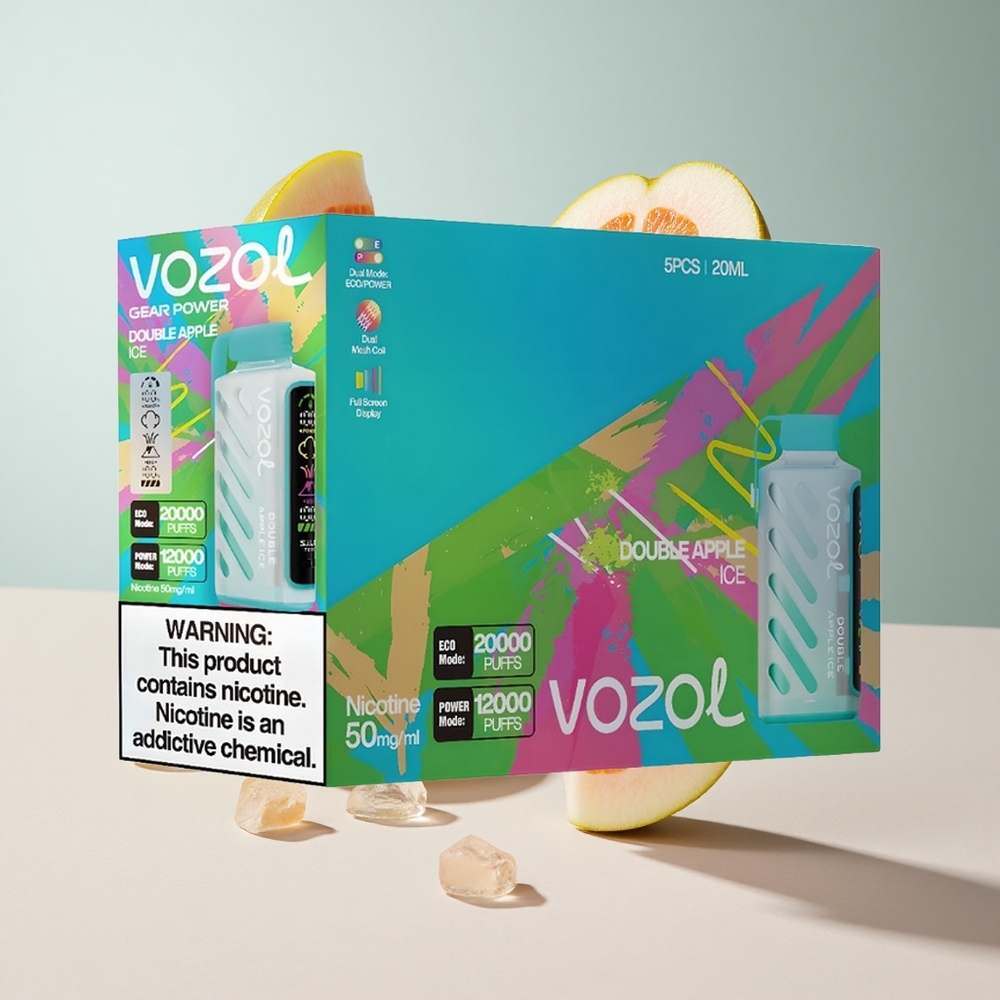 Maçã Dupla Gelado VOZOL Gear Power 20000 Puffs Display Tela Inteira Capacidade 20mL
