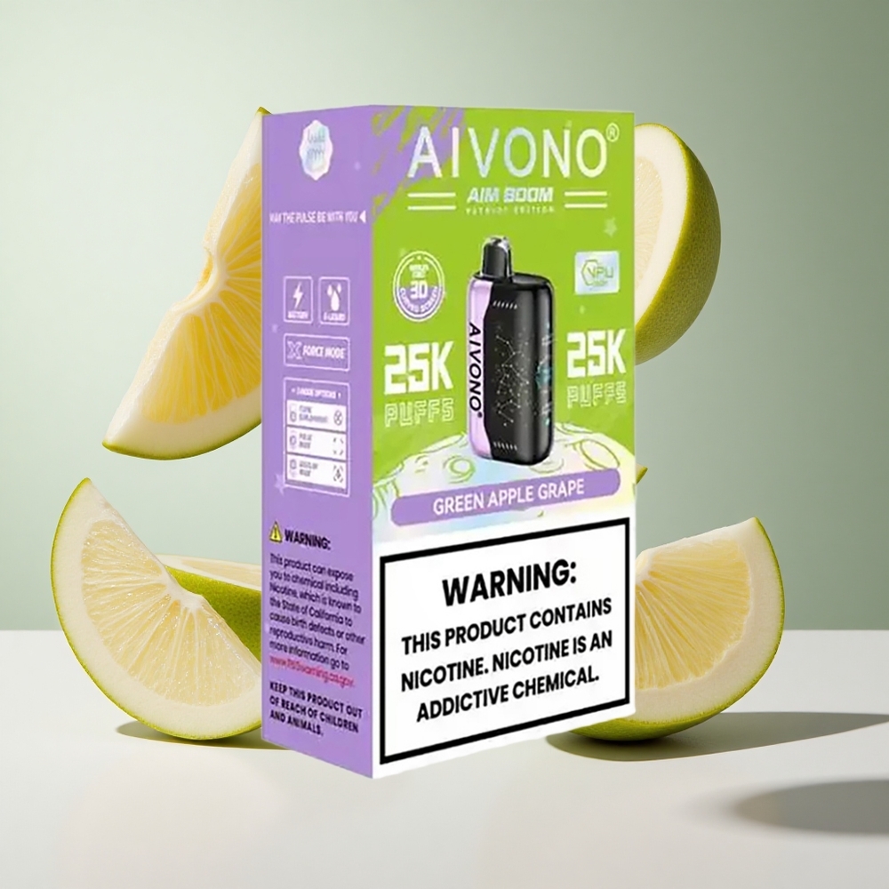 Maçã Verde Uva Aivono Aim Boom 25000 Puffs 28ml Capacidade de E-Líquido 650mAh Bateria