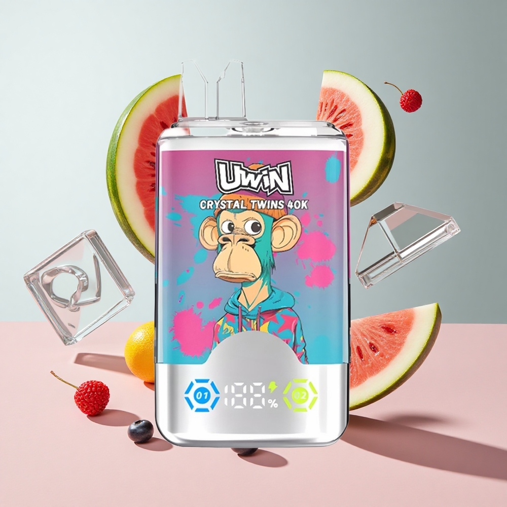 Melancia  Frutas Silvestres Uwin Crystal Twins 40000 Puffs Recarregável 32ml