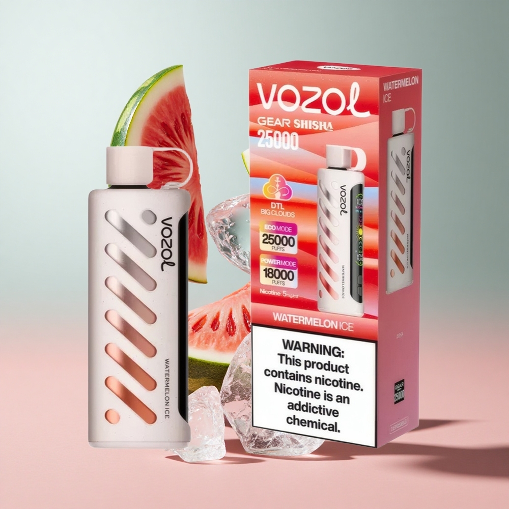 Melancia Gelada VOZOL Gear Shisha 25000 Puffs 30 Sabores Deliciosos Bateria 1000mAh