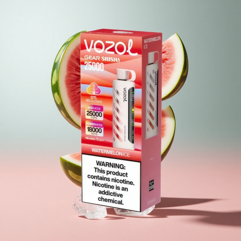 Melancia Gelada VOZOL Gear Shisha 25000 Puffs 30 Sabores Deliciosos Bateria 1000mAh