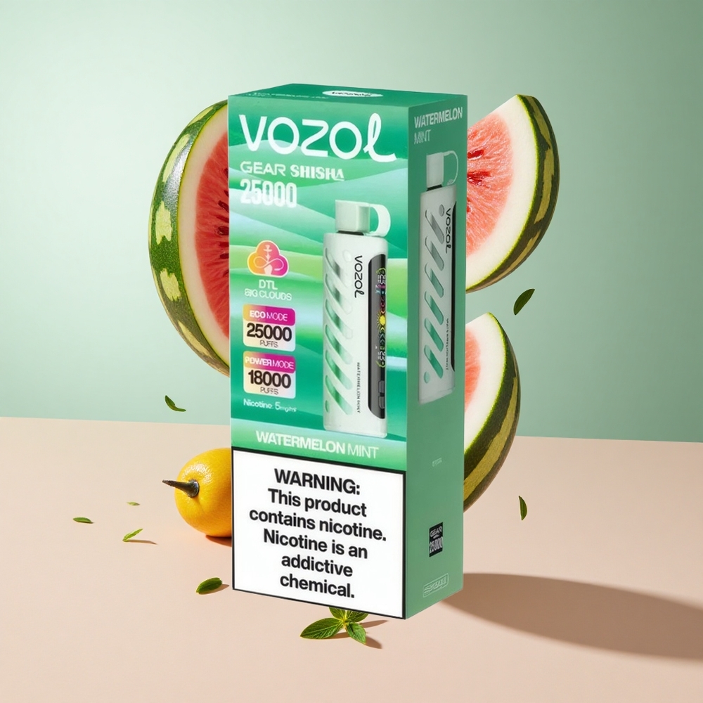 Melancia Hortelã VOZOL Gear Shisha 25000 Puffs com 30 Sabores Deliciosos e Bateria 1000mAh