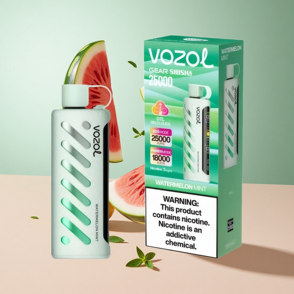 Melancia Hortelã VOZOL Gear Shisha 25000 Puffs com 30 Sabores Deliciosos e Bateria 1000mAh