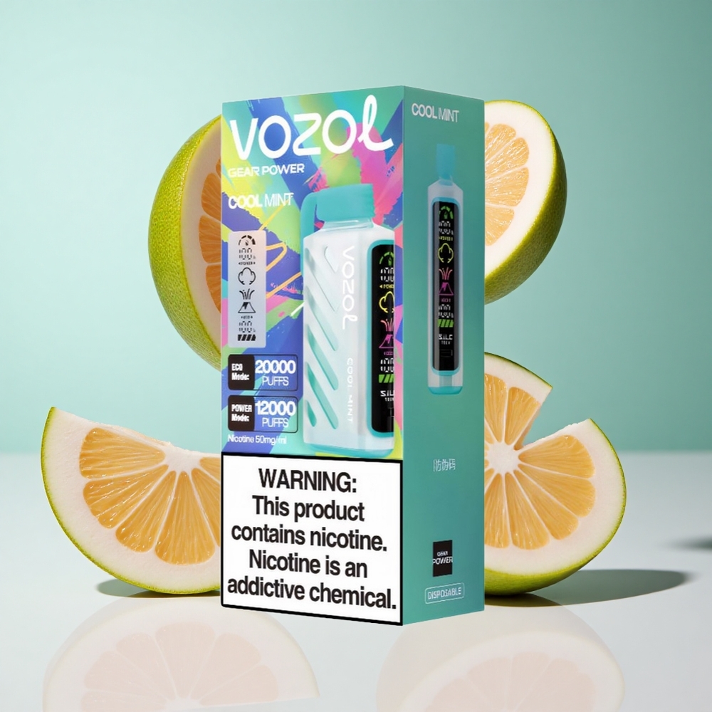 Menta Refrescante VOZOL Gear Power 20000 Puffs com 20mL de E-Líquido Pré-carregado e Tela Inteira