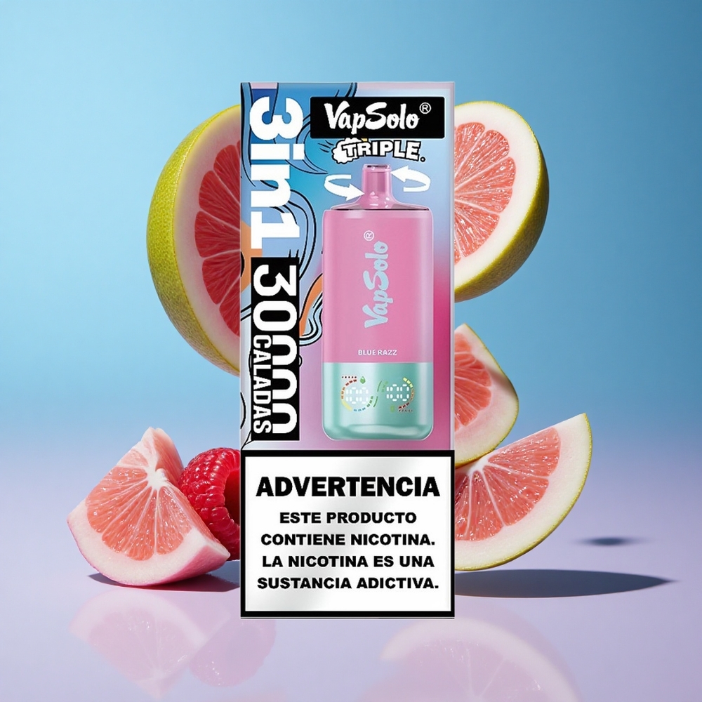 Mirtilo Azul VapSolo Triple 30000 Puffs 40ml E-Líquido 3 Tanques de Óleo