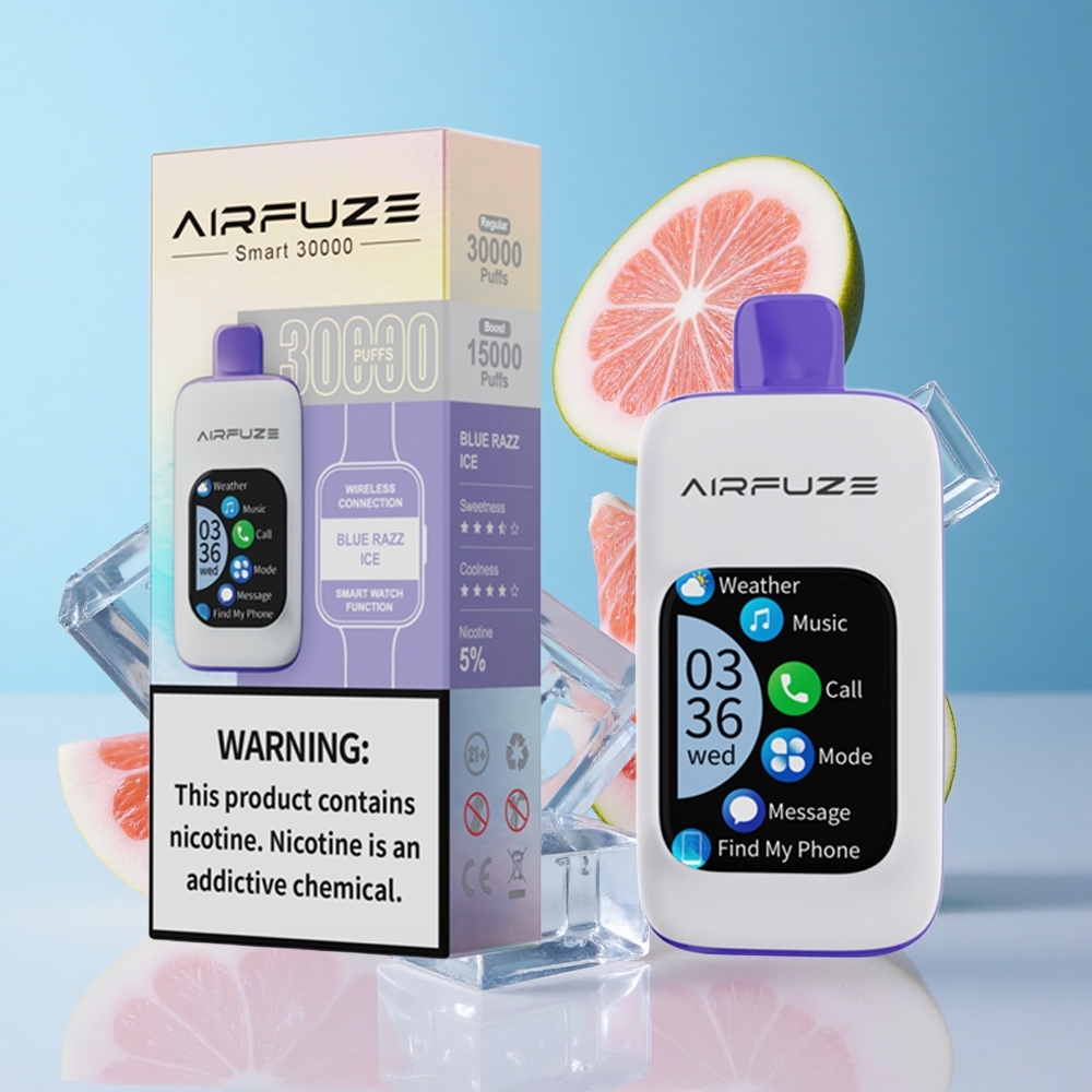 Mirtilo Framboesa Gelo AirFuze Smart 30000 Puffs Pod Descartável Tela sensível 5 Nicotina