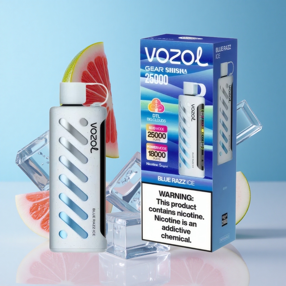 Mirtilo Framboesa Gelo VOZOL Gear Shisha 25000 Puffs Cartucho Inteligente SiLC Tech Bateria 1000mAh