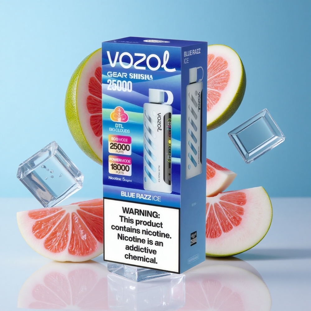 Mirtilo Framboesa Gelo VOZOL Gear Shisha 25000 Puffs Cartucho Inteligente SiLC Tech Bateria 1000mAh
