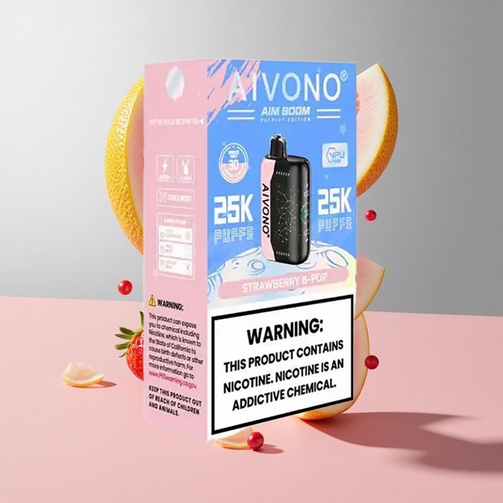 Morango B Pop Aivono AIM BOOM 25000 Puffs 28ml Capacidade de Líquido 650mAh Bateria