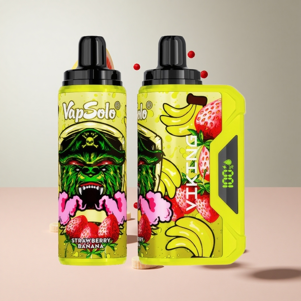 Morango Banana VapSolo VIKING Até 12000 Puffs Tipo-C  Display LED
