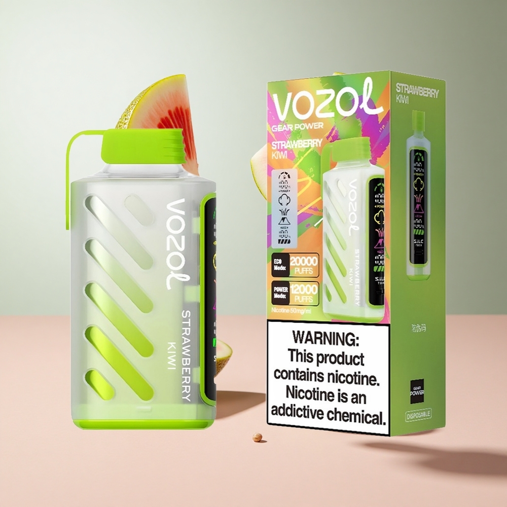 Morango Kiwi VOZOL Gear Power 20000 Puffs Screen Completo Resistência Dual Mesh