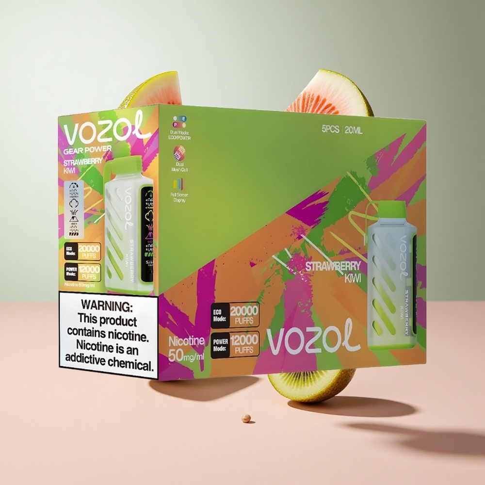 Morango Kiwi VOZOL Gear Power 20000 Puffs Screen Completo Resistência Dual Mesh