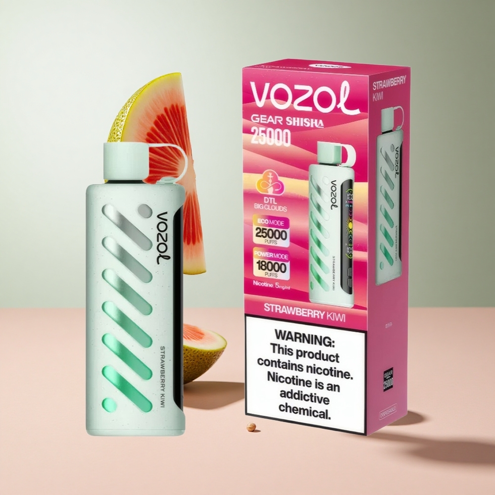 Morango Kiwi VOZOL Gear Shisha 25000 Puffs Bateria 1000mAh Nicotina 5mg/ml
