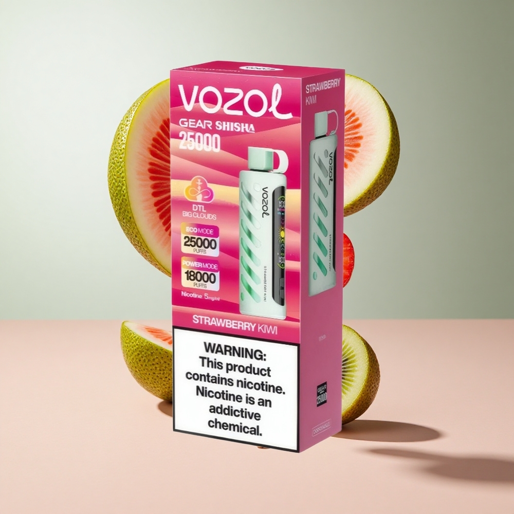 Morango Kiwi VOZOL Gear Shisha 25000 Puffs Bateria 1000mAh Nicotina 5mg/ml