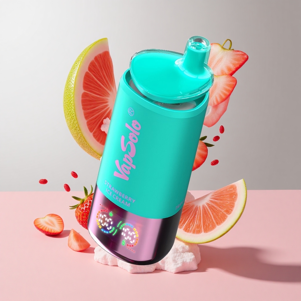 Morango com Sorvete Vapsolo Triple 30000 Puffs 40ml Tanque de Óleo 3 Tipo-C