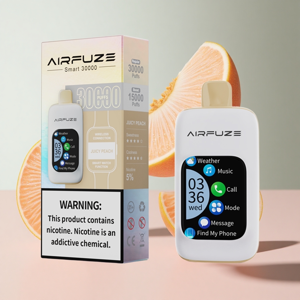 Pêssego Suculento AirFuze Smart 30000 Puffs Vape Descartável 5 Nicotina 900mAh