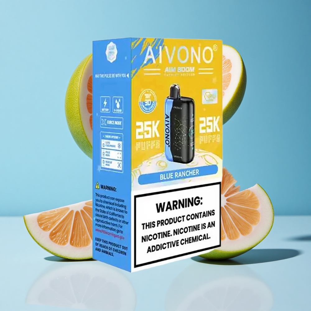 Rancher Azul Aivono AIM BOOM 25000 Puffs 28ml Capacidade de E-Líquido 650mAh Bateria