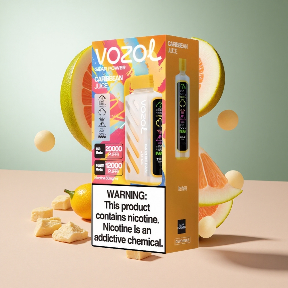 Suco Caribenho VOZOL Gear Power 20000 Puffs Display de Tela Inteira Capacidade de Líquido Pré-preenchido 20mL