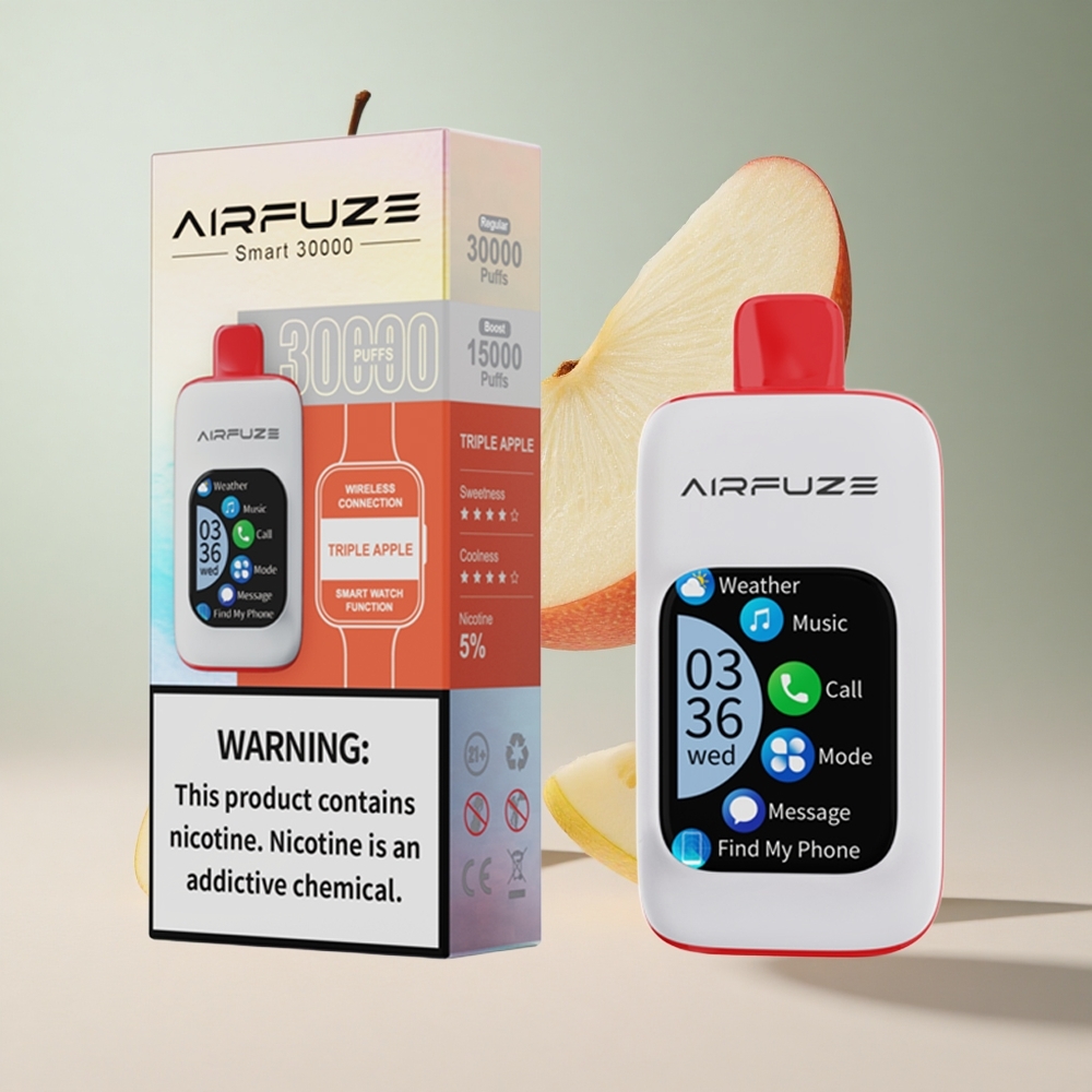 Triple Maçã AirFuze Smart 30000 Puffs Vape Descartável Tela TFT 201\ Bateria 900mAh