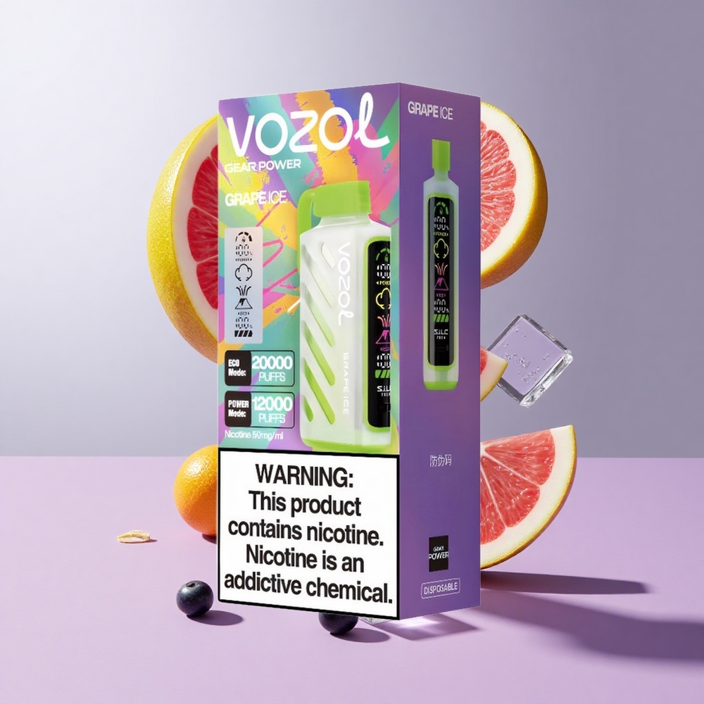 Uva Gelo VOZOL Gear Power 20000 Puffs Display Tela Inteira Capacidade 20mL