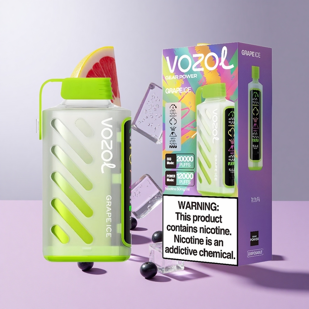 Uva Gelo VOZOL Gear Power 20000 Puffs Display Tela Inteira Capacidade 20mL