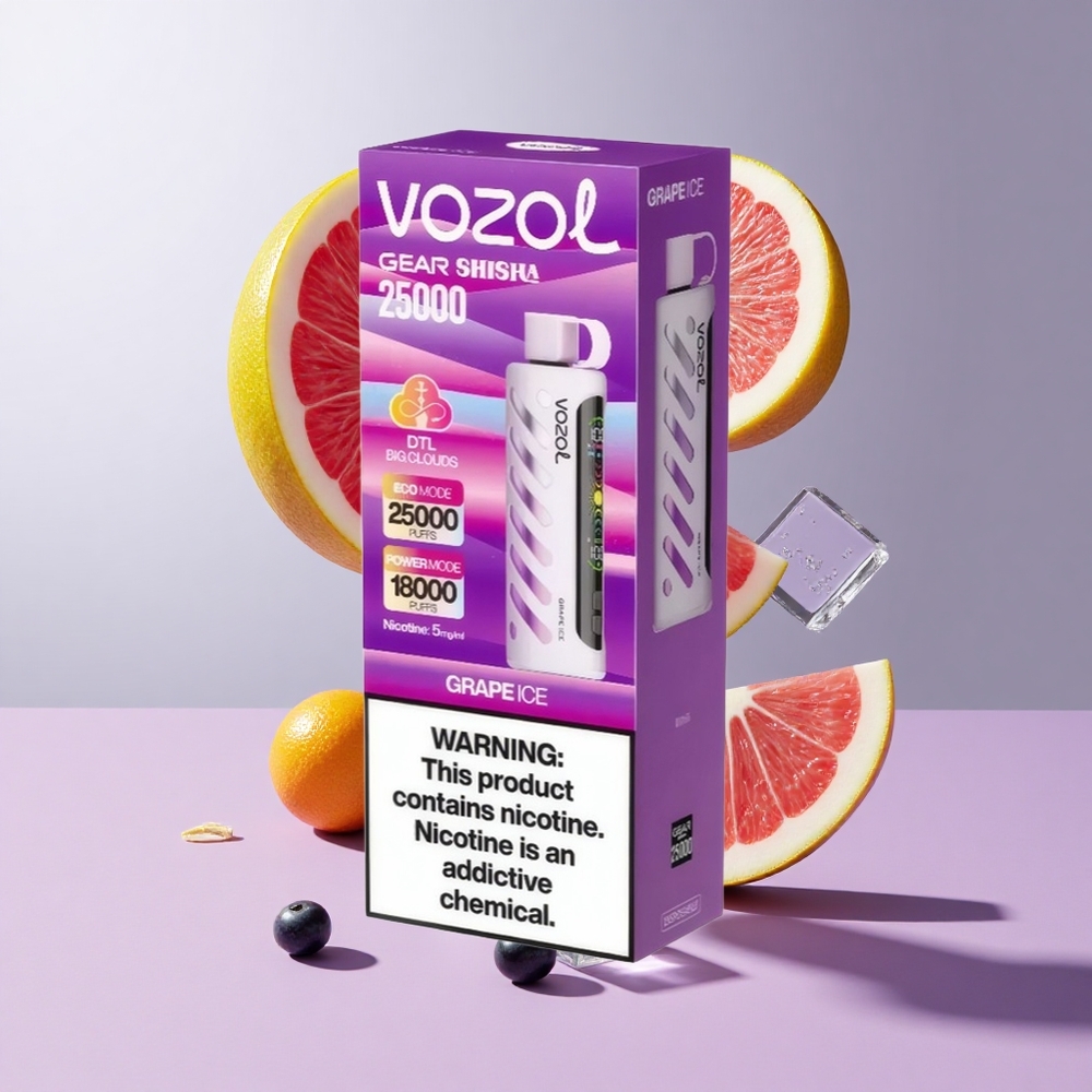 Uva Gelo VOZOL Gear Shisha 25000 Puffs Bateria 1000mAh 5mg/ml Nicotina