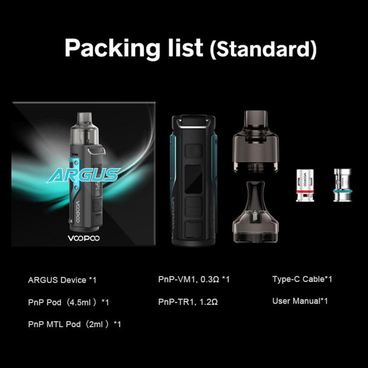 VOOPOO Vape Pod Brasil - VOOPOO ARGUS kit mod pod gasolina verde-prata TPN0V77