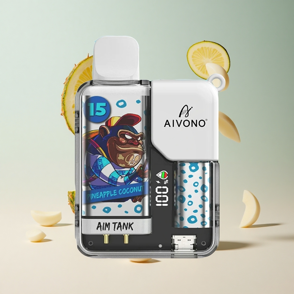 Abacaxi Coco Aivono Aim Tank 9500 Puffs 18ml Capacidade de E-líquido 650mAh Bateria