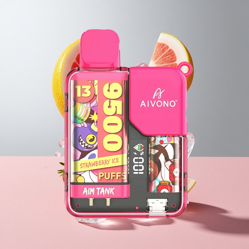 Morango Gelado Aivono AIM-TANK 9500 Puffs 18ml Capacidade de Líquido 650mAh Bateria