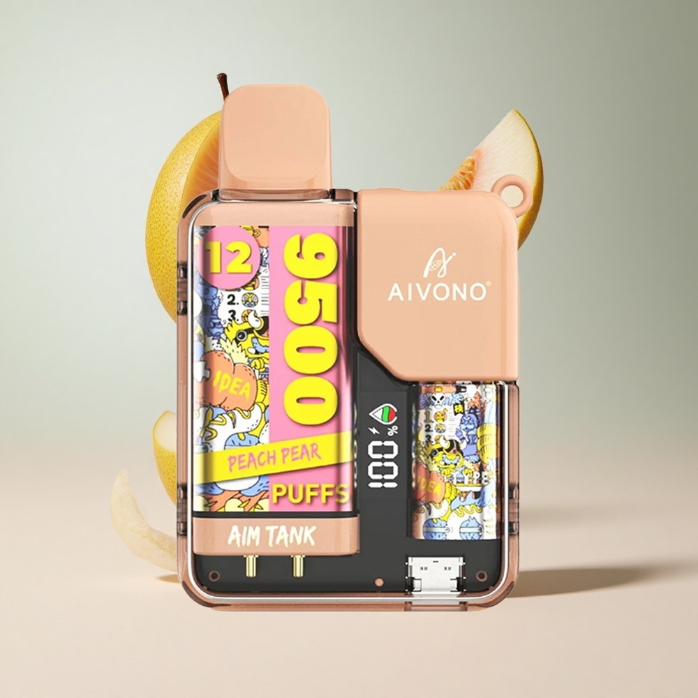Pêssego Pêra Aivono AIM-TANK 9500 Puffs Capacidade de 18ml de E-líquido