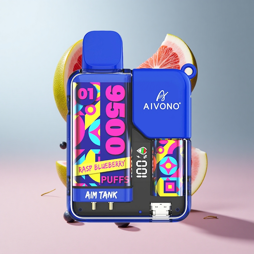 Framboesa Mirtilo Aivono Aim-Tank 9500 Puffs 18ml Capacidade de E-líquido 650mAh Bateria