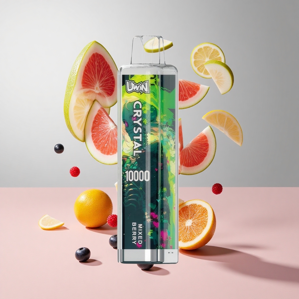 Fruta Mista Uwin Crystal 10000 Puffs com luzes RGB e 18ml de capacidade de e-líquido