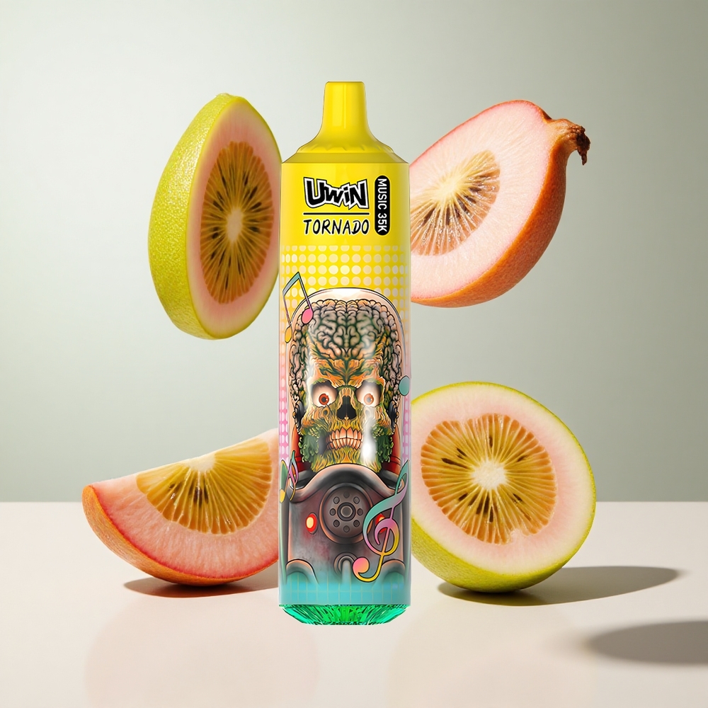 Kiwi Maracujá Goiaba Uwin Tornado 35K Music Descartável 35000 Puffs Bateria Recarregável 600mAh