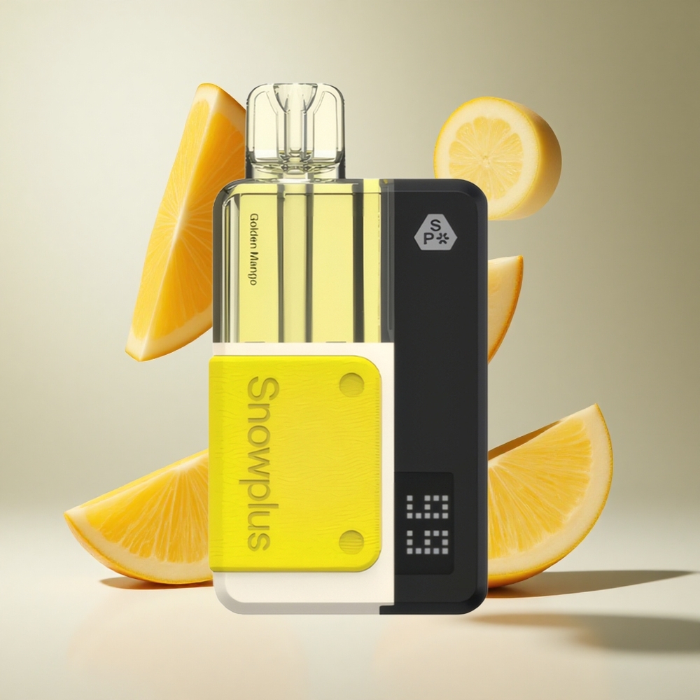 Manga Dourada Snowplus Swift Pod Kit 15000 Puffs com Bateria Reutilizável e Conjunto de Recarga Substituível de 2+10ml