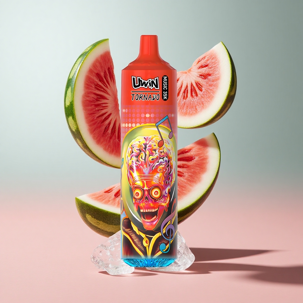Melancia Gelo Uwin Tornado 35K Music Descartável 35000 Puffs 0/2/3/5 Nicotina Bateria 600mAh