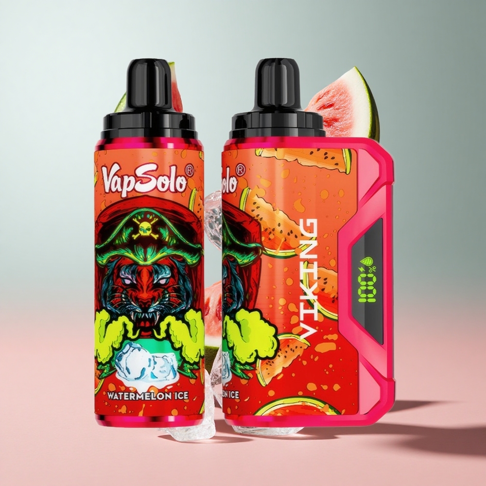 Melancia Gelo VapSolo VIKING 12000 Puffs Display LED Porta Carregamento Tipo-C