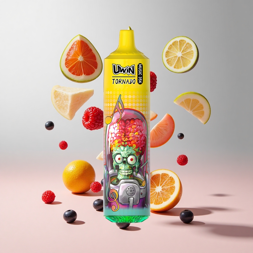 Mistura de Frutas Vermelhas Uwin Tornado 35K Music 35000 Puffs 0/2/3/5 Nicotina Bateria 600mAh