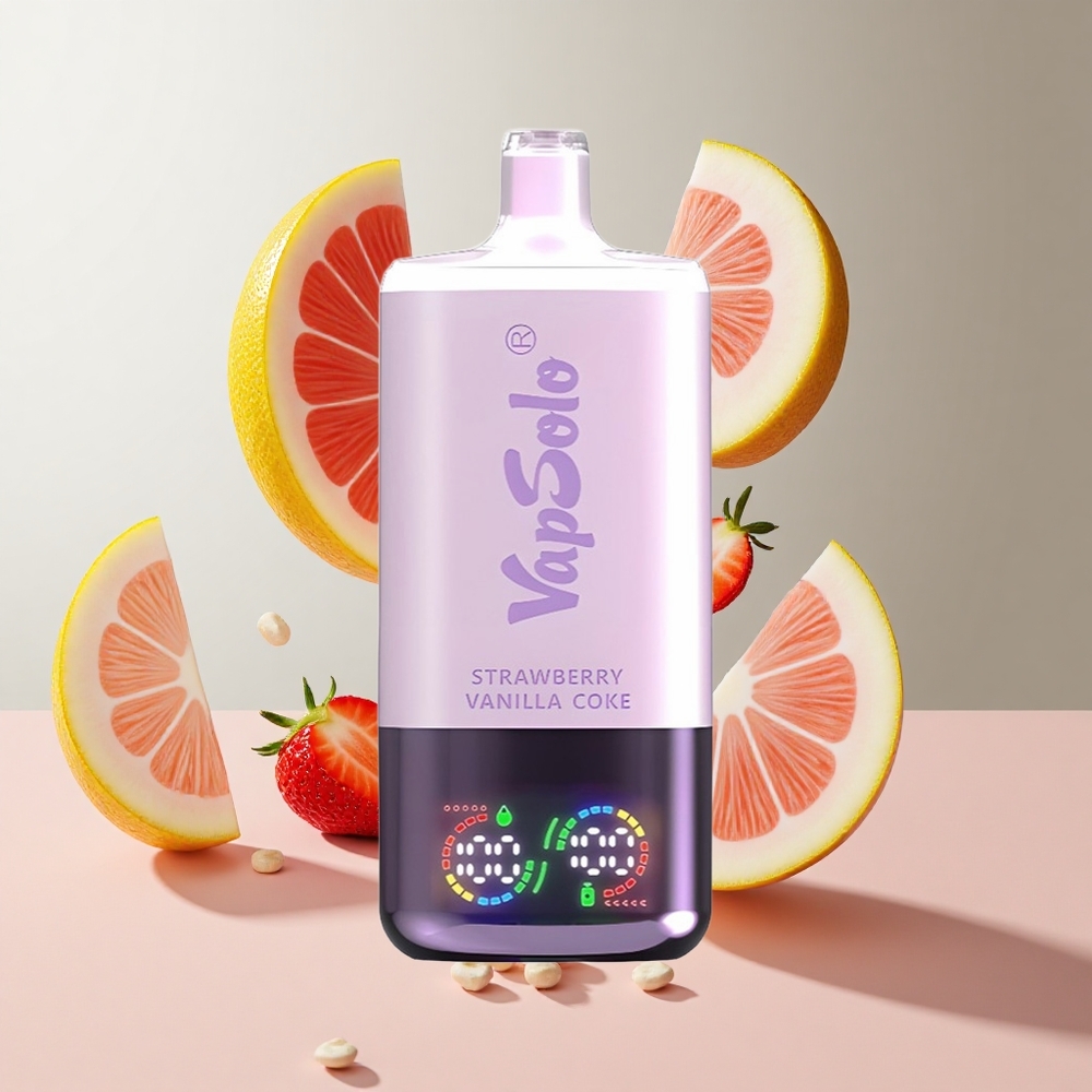 Morango Baunilha Coca-Cola VapSolo Triple 30000 Puffs Tanque de Óleo 3 Porta Tipo-C